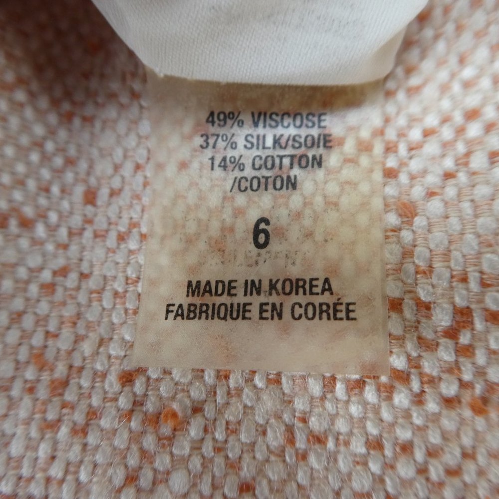 Designer Elie Tahari Tweed Skirt Orange Pigalle Viscose Silk Cotton Panel Godets - Picture 8 of 8